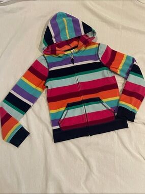 Old Navy Girls (10-12) Rainbow Stripe Zip-Up Hoodie - Multicolor